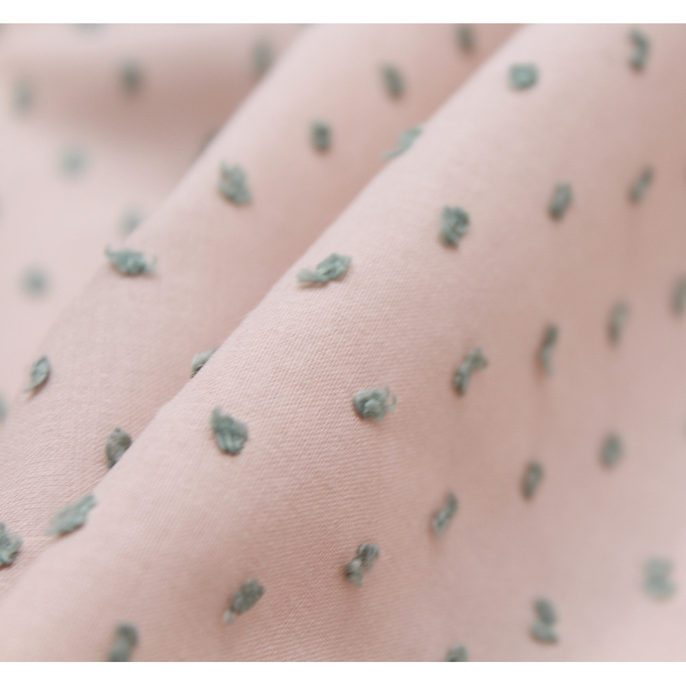 Plumetis de coton bicolore nude et vert sauge Qualité Oeko-tex - 2