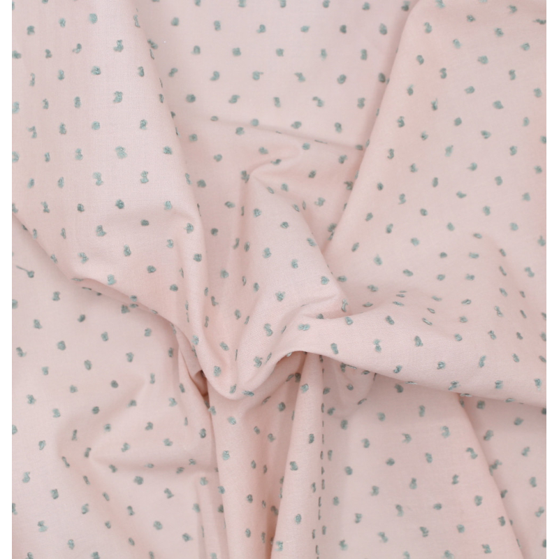 Plumetis de coton bicolore nude et vert sauge Qualité Oeko-tex - 3