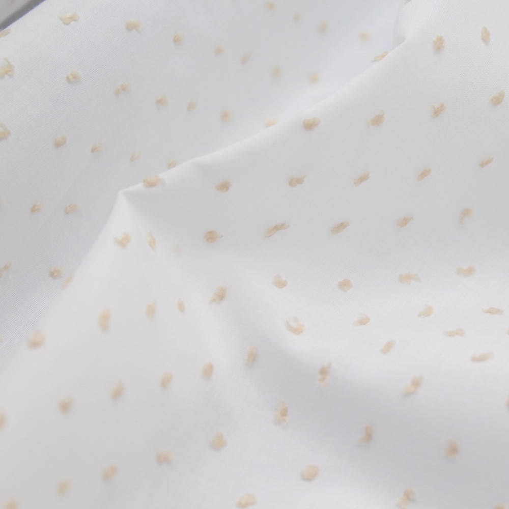 Plumetis de coton bicolore blanc et sable Qualité Oeko-tex - 1