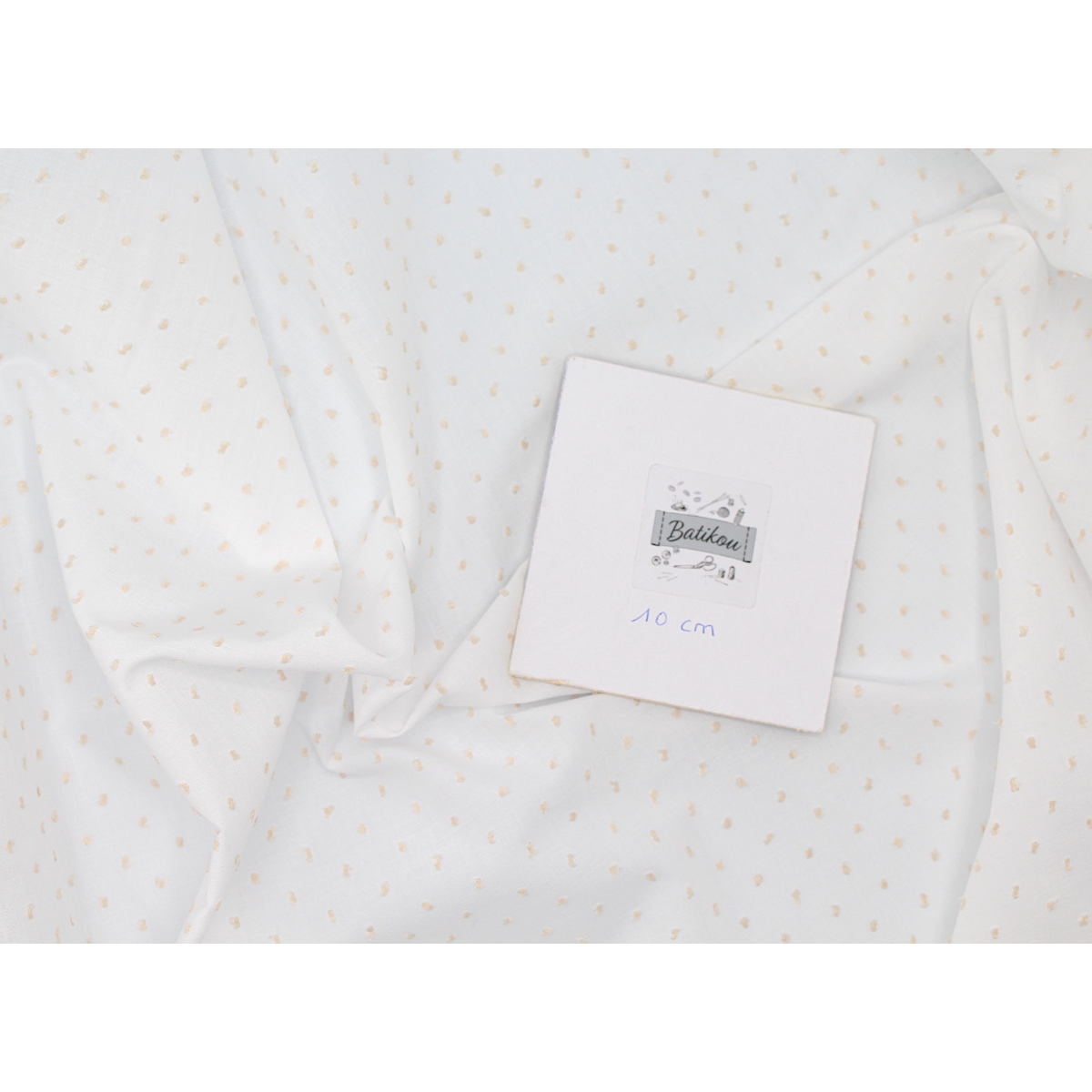 Plumetis de coton bicolore blanc et sable Qualité Oeko-tex - 2 Plumetis de coton bicolore blanc et sable Qualité Oeko-tex - 2