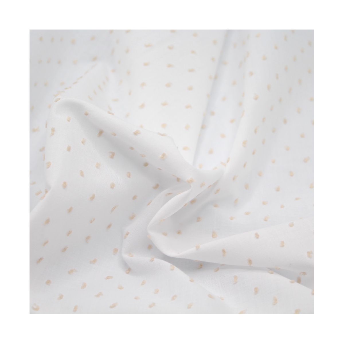 Plumetis de coton bicolore blanc et sable Qualité Oeko-tex - 3 Plumetis de coton bicolore blanc et sable Qualité Oeko-tex - 3