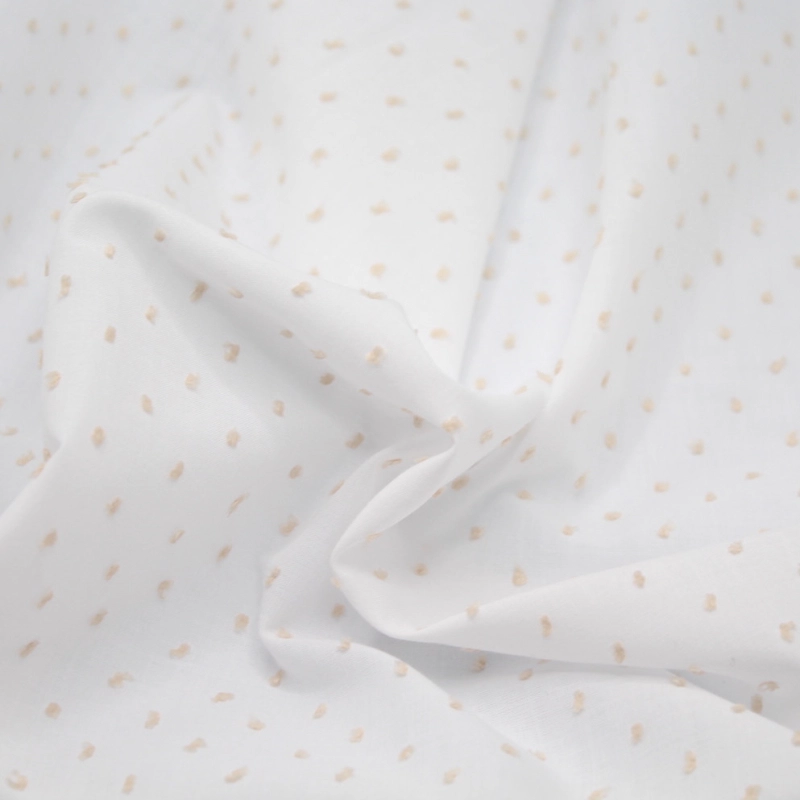 Plumetis de coton bicolore blanc et sable Qualité Oeko-tex - 3