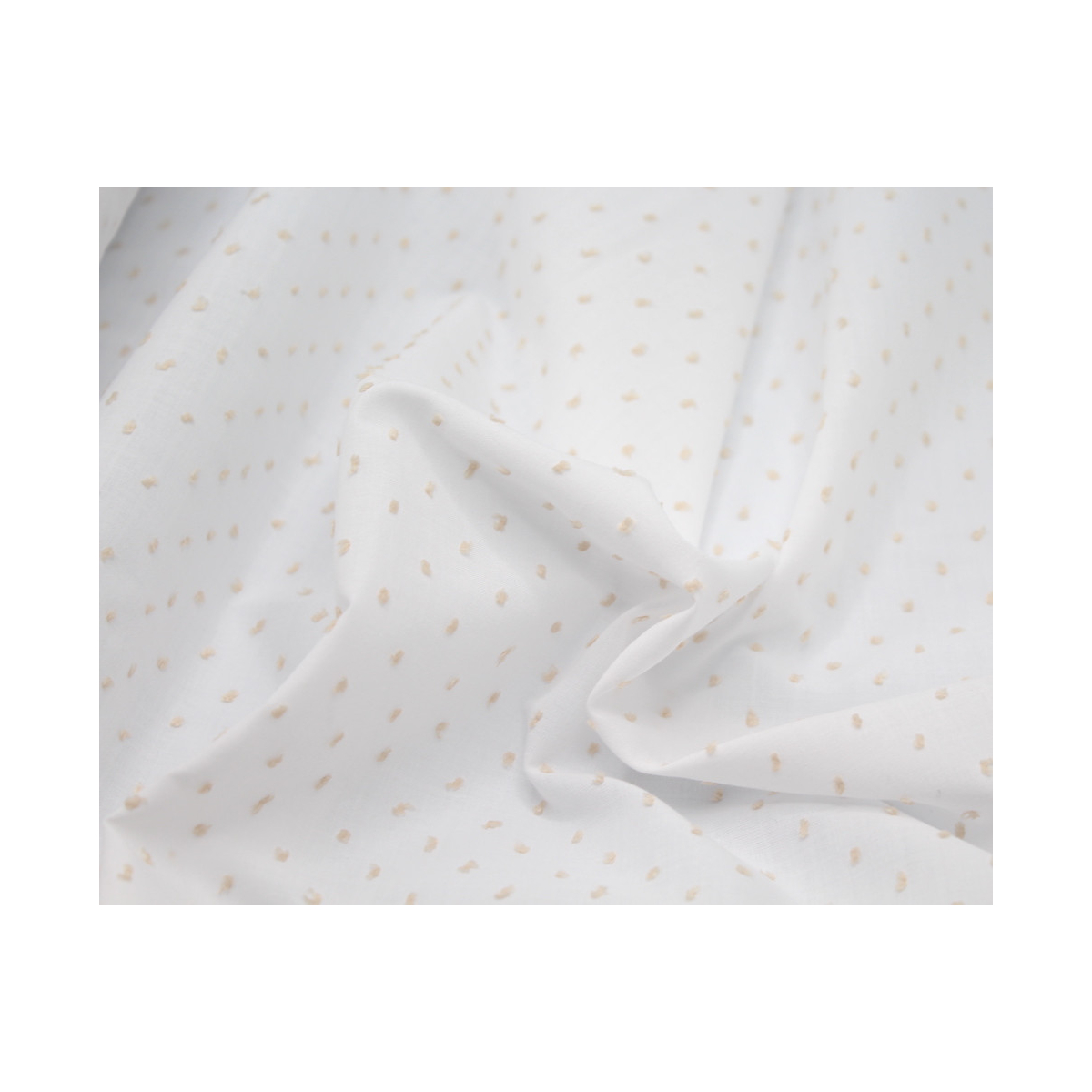 Plumetis de coton bicolore blanc et sable Qualité Oeko-tex - 4 Plumetis de coton bicolore blanc et sable Qualité Oeko-tex - 4