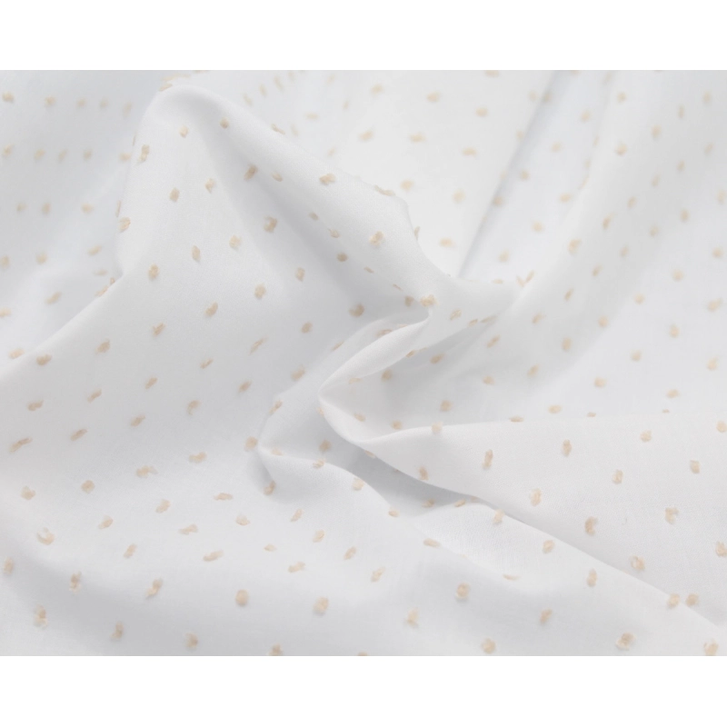 Plumetis de coton bicolore blanc et sable Qualité Oeko-tex - 5