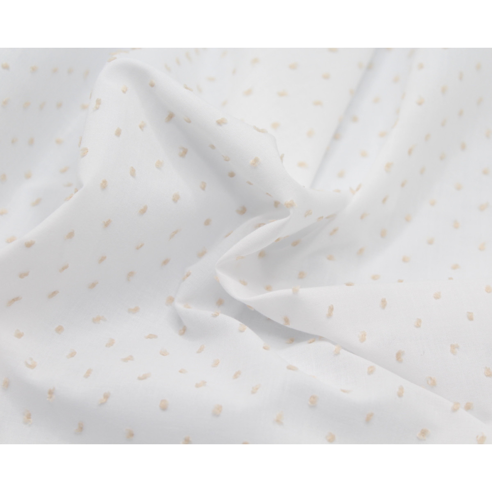 Plumetis de coton bicolore blanc et sable Qualité Oeko-tex - 5