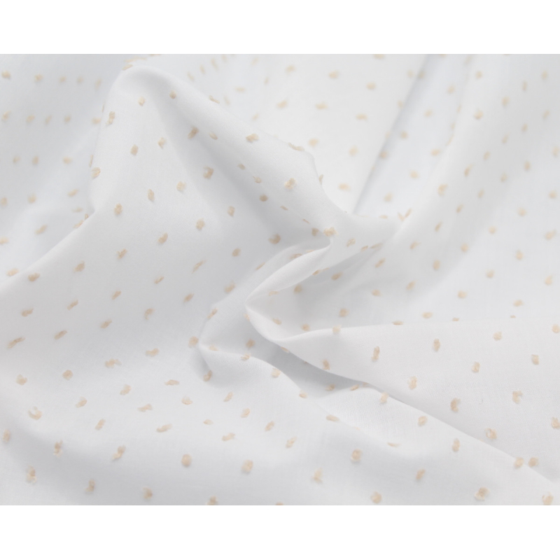 Plumetis de coton bicolore blanc et sable Qualité Oeko-tex - 5