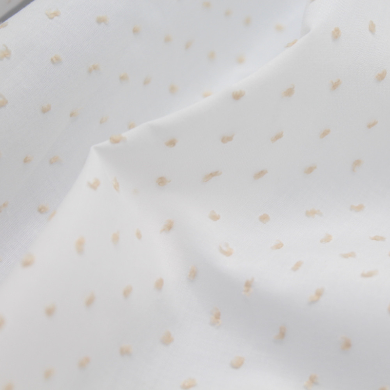 Plumetis de coton bicolore blanc et sable Qualité Oeko-tex - 6