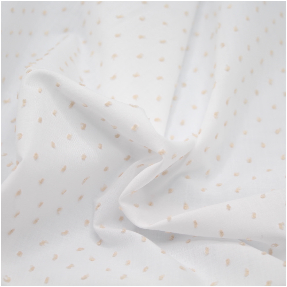 Plumetis de coton bicolore blanc et sable Qualité Oeko-tex - 8