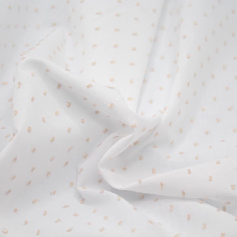 Plumetis de coton bicolore blanc et sable Qualité Oeko-tex - 8