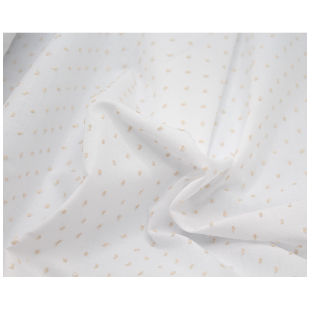 Plumetis de coton bicolore blanc et sable Qualité Oeko-tex - 9