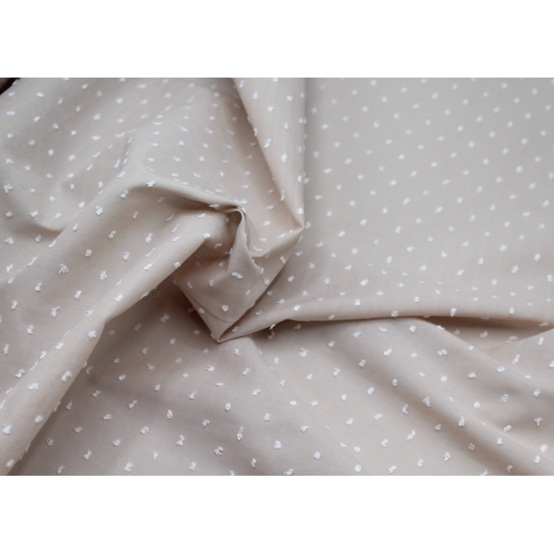 Plumetis de coton bicolore sable et blanc