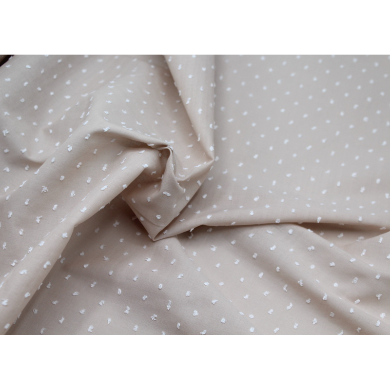 Plumetis de coton bicolore sable et blanc