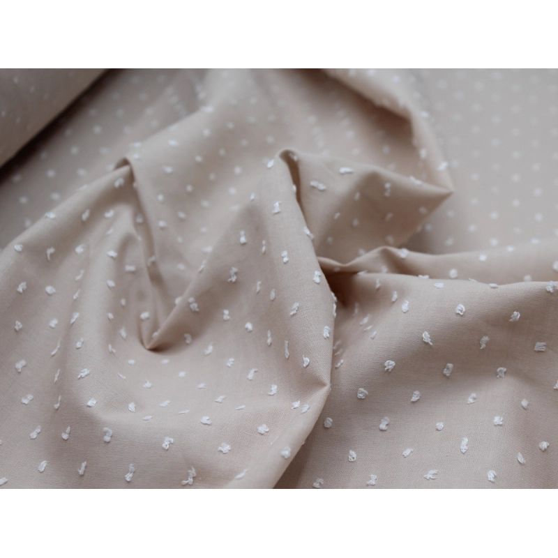 Plumetis de coton bicolore sable et blanc