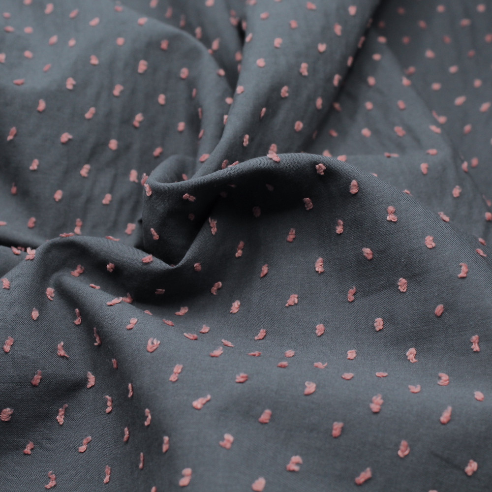 Plumetis de coton bicolore météorite