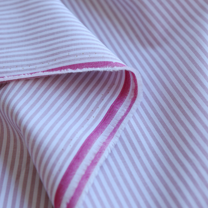 Popeline coton à rayures lilas