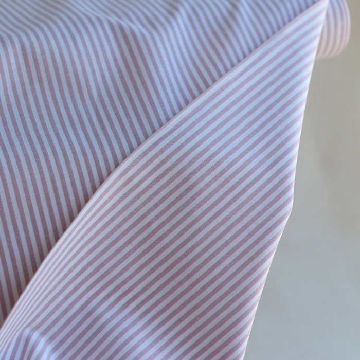 Popeline coton à rayures lilas