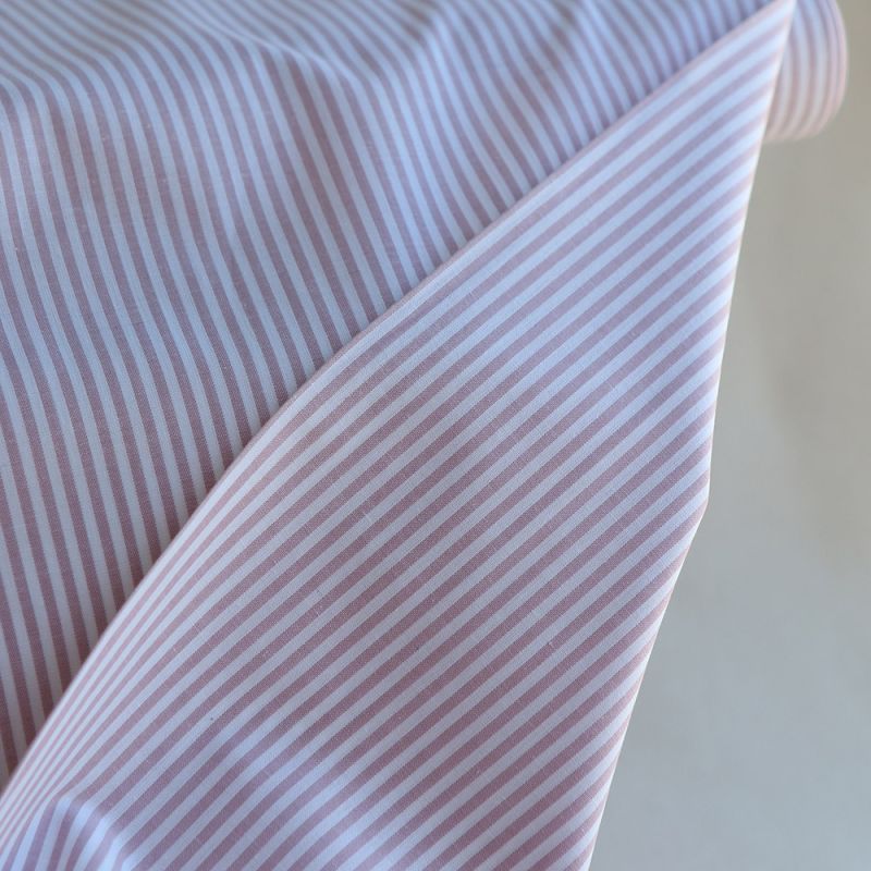 Popeline coton à rayures lilas