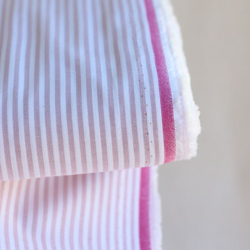 Popeline coton à rayures lilas