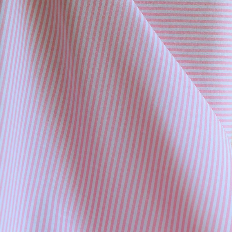 Popeline coton à rayures rose frais