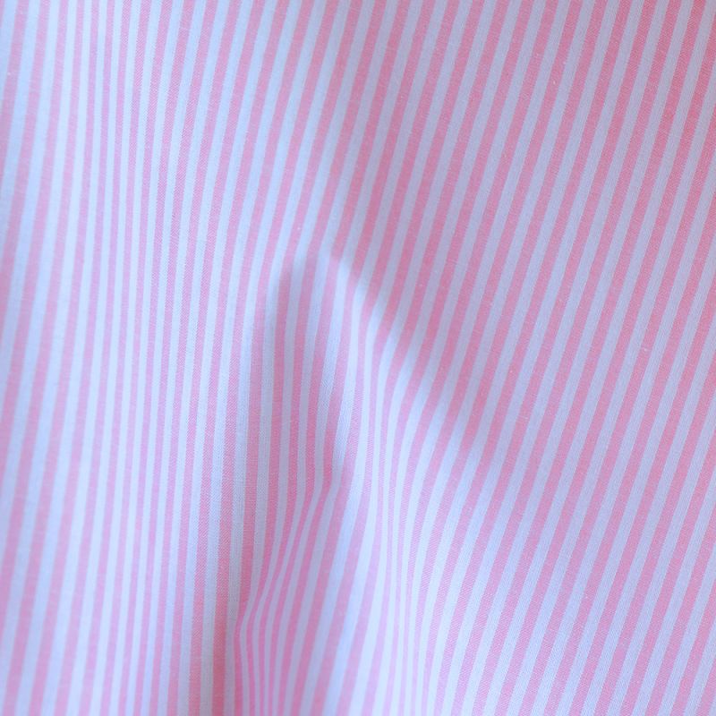 Popeline coton à rayures rose frais
