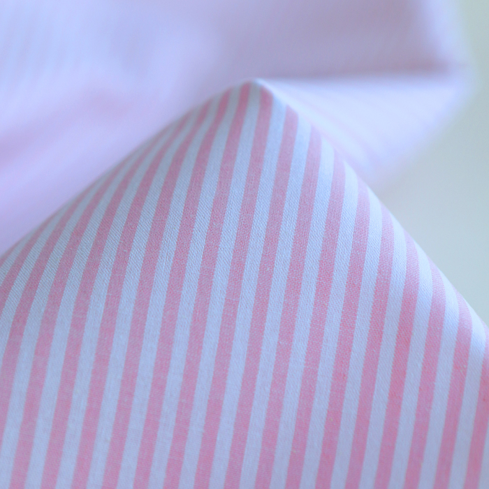 Popeline coton à rayures rose frais