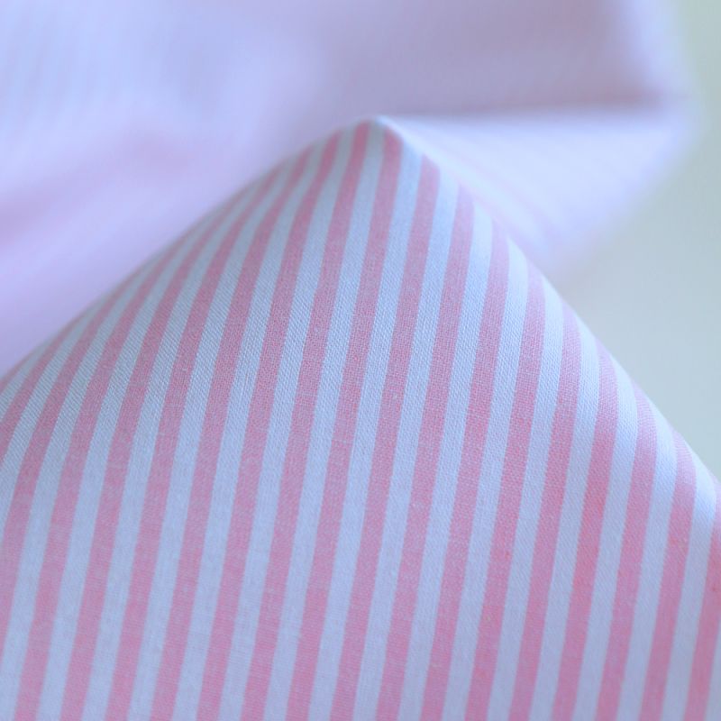 Popeline coton à rayures rose frais