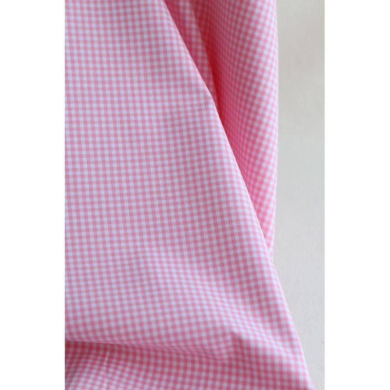 Popeline coton vichy carreaux mini 2.7mm rose frais