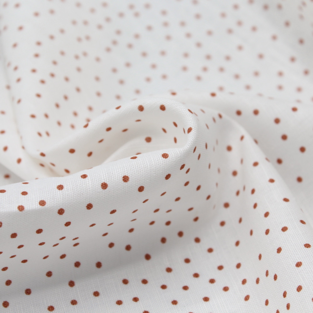 Tissu lin coton lavé à pois roux écureuil