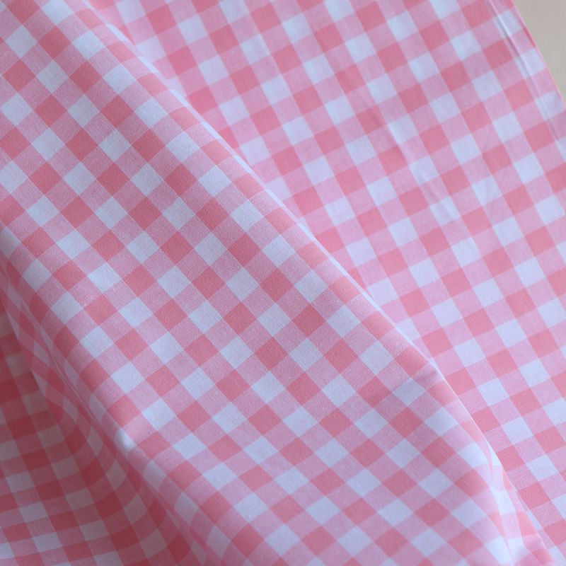 Popeline coton vichy carreaux 10mm rose frais