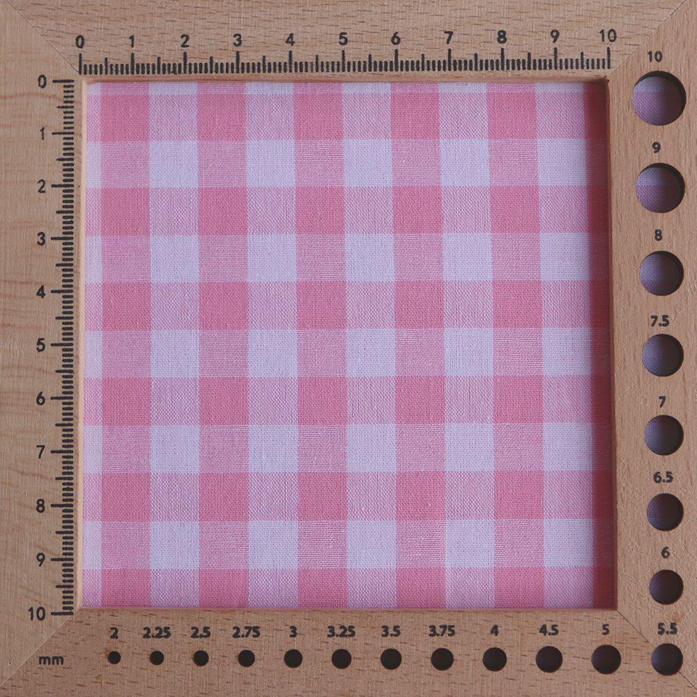 Popeline coton vichy carreaux 10mm rose frais