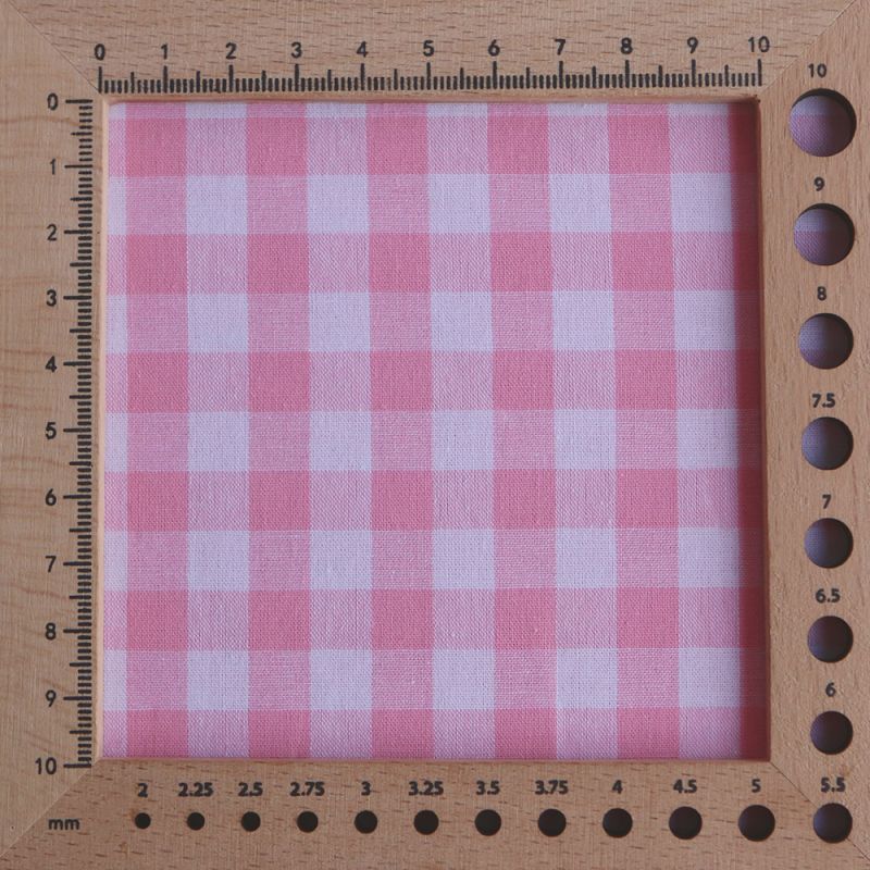 Popeline coton vichy carreaux 10mm rose frais