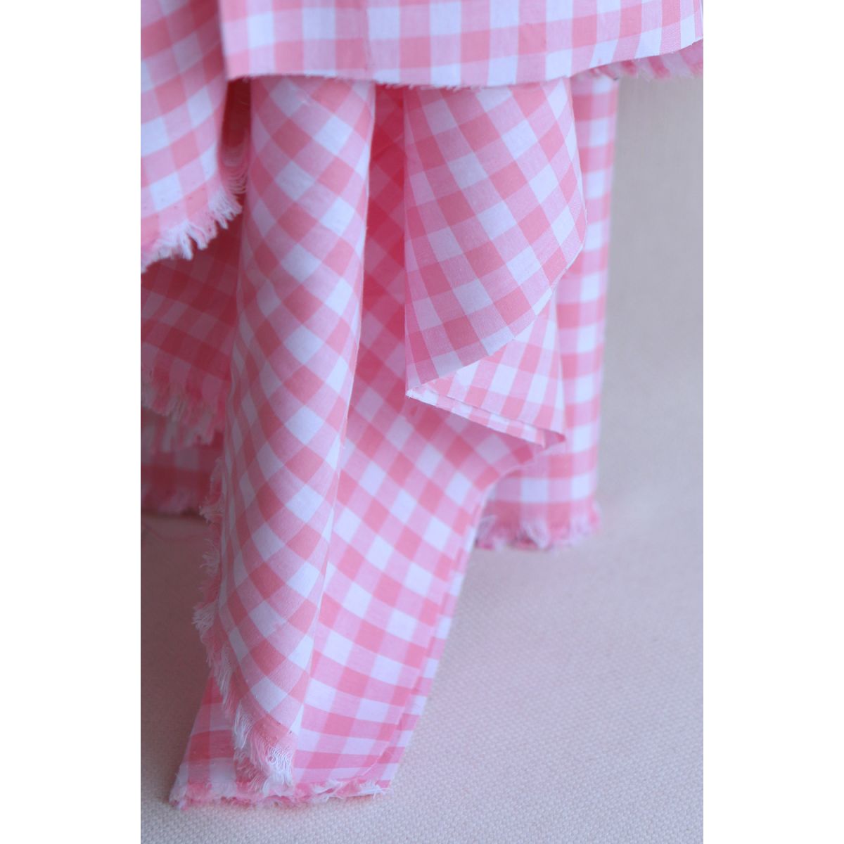 Popeline coton vichy carreaux 10mm rose frais