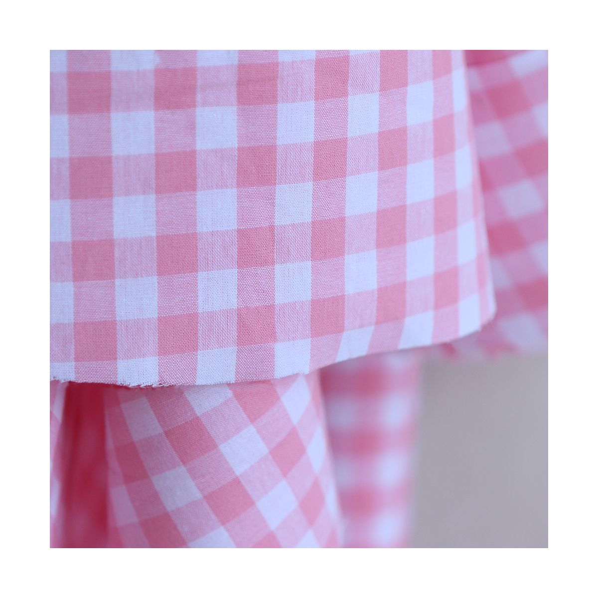 Popeline coton vichy carreaux 10mm rose frais