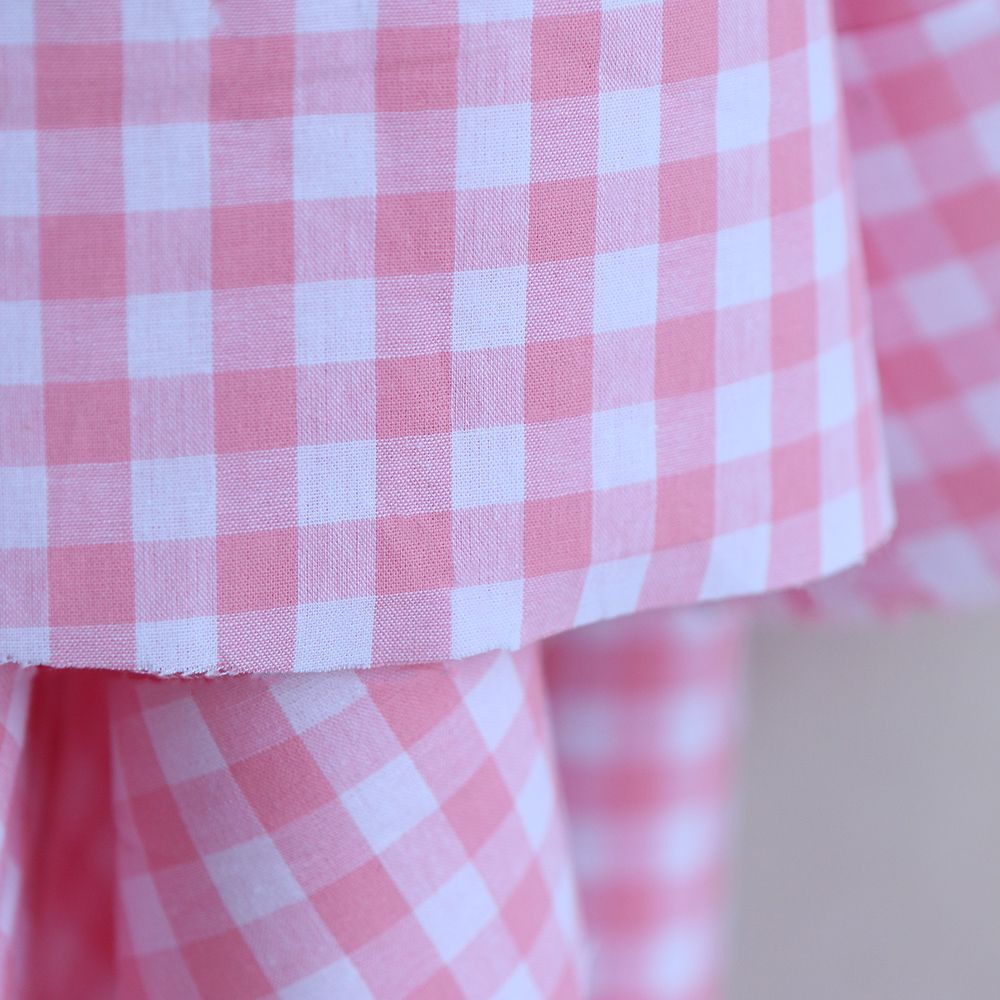 Popeline coton vichy carreaux 10mm rose frais