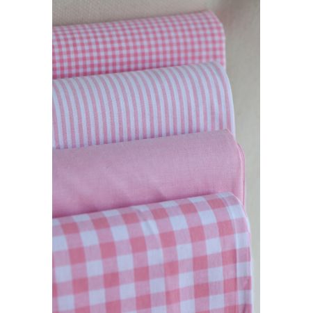 Popeline coton vichy carreaux 10mm rose frais