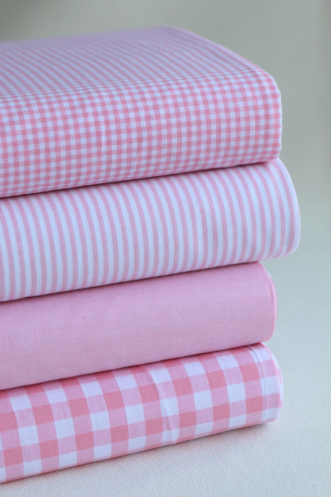 Popeline coton vichy carreaux 10mm rose frais