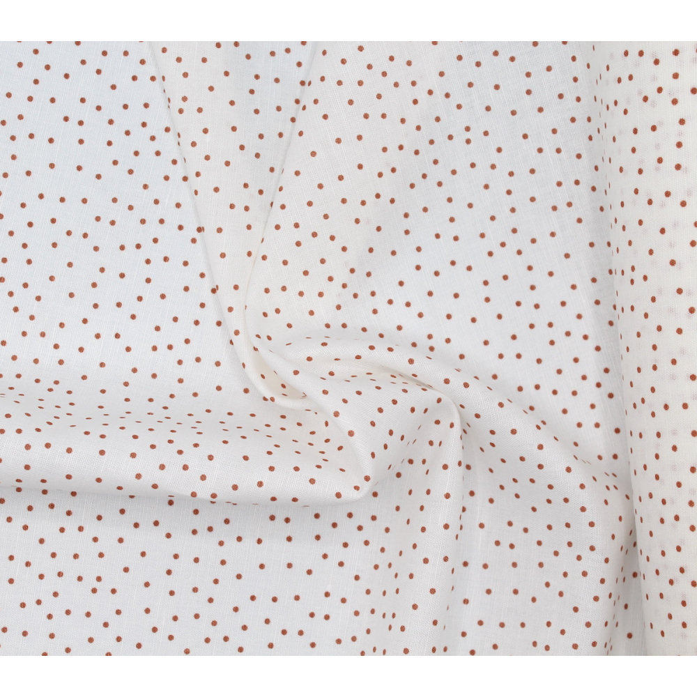 Tissu lin coton lavé à pois roux écureuil