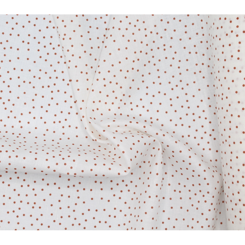 Tissu lin coton lavé à pois roux écureuil