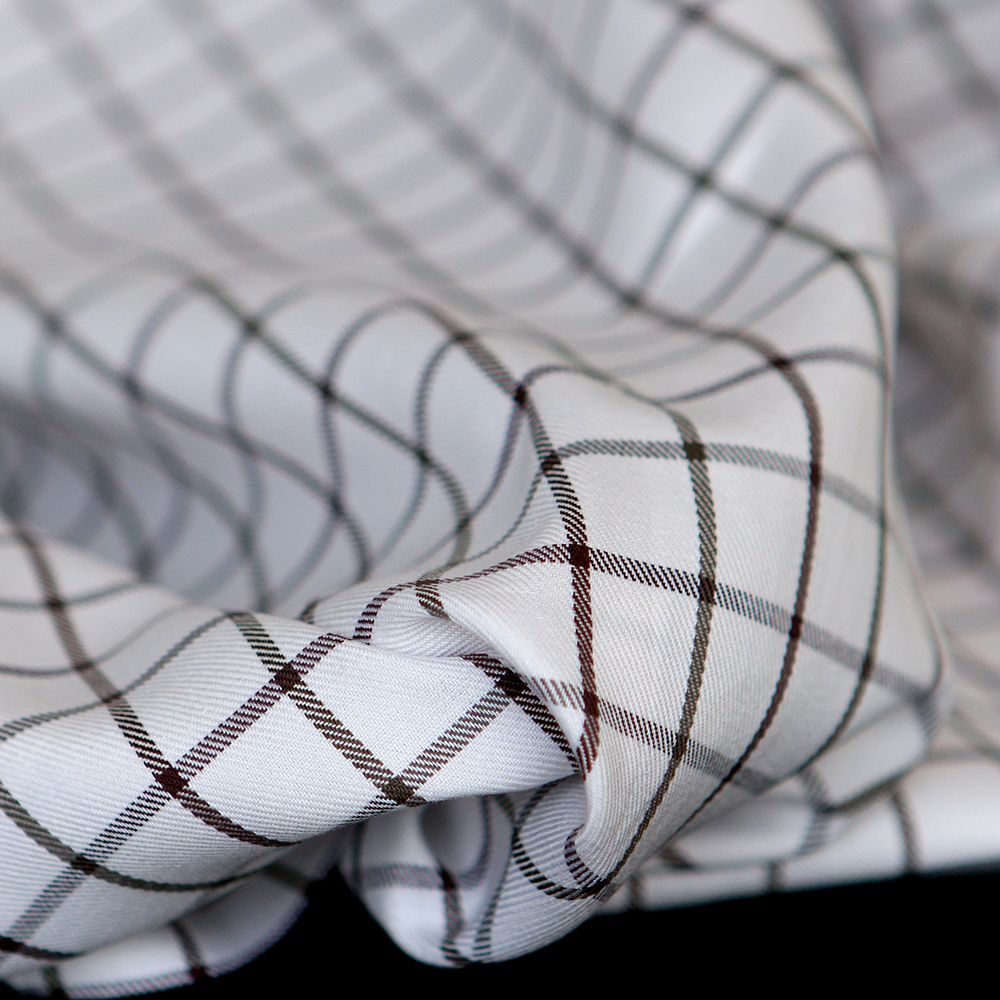 Jobias - Coton gratté organique quadrillage chocolat et kaki