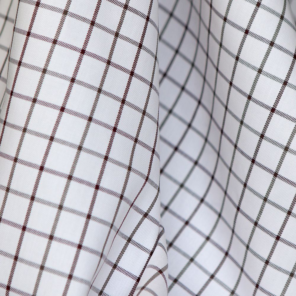 Jobias - Coton gratté organique quadrillage chocolat et kaki