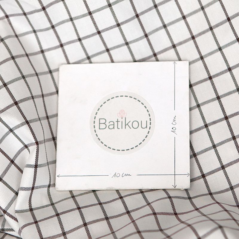 Jobias - Coton gratté organique quadrillage chocolat et kaki