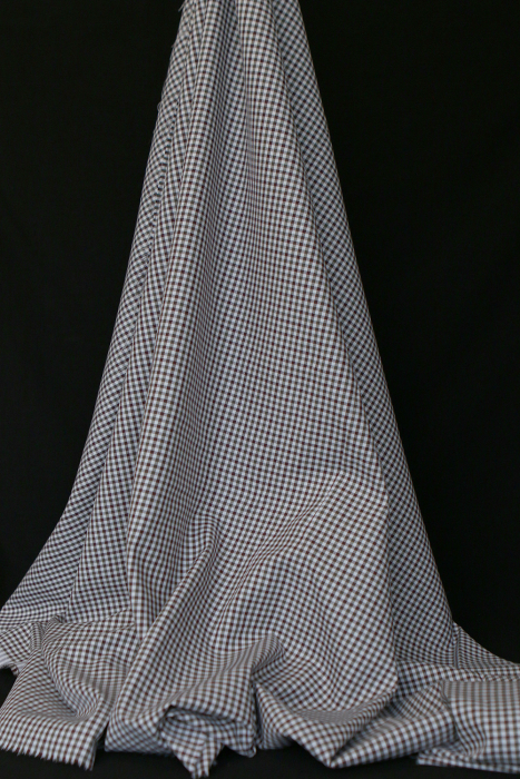 Archie - Coton gratté organique petit vichy chocolat et kaki