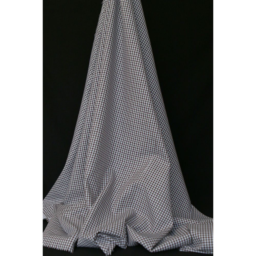 Archie - Coton gratté organique petit vichy chocolat et kaki