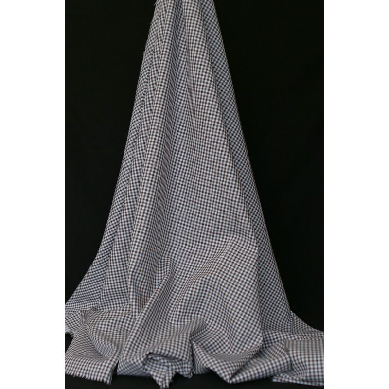 Archie - Coton gratté organique petit vichy chocolat et kaki