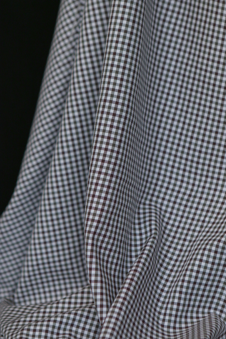 Archie - Coton gratté organique petit vichy chocolat et kaki