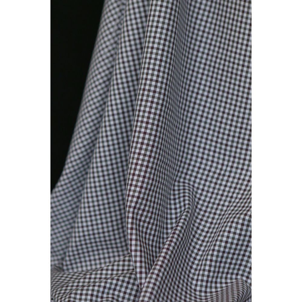 Archie - Coton gratté organique petit vichy chocolat et kaki