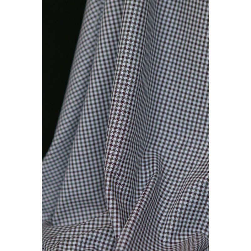 Archie - Coton gratté organique petit vichy chocolat et kaki