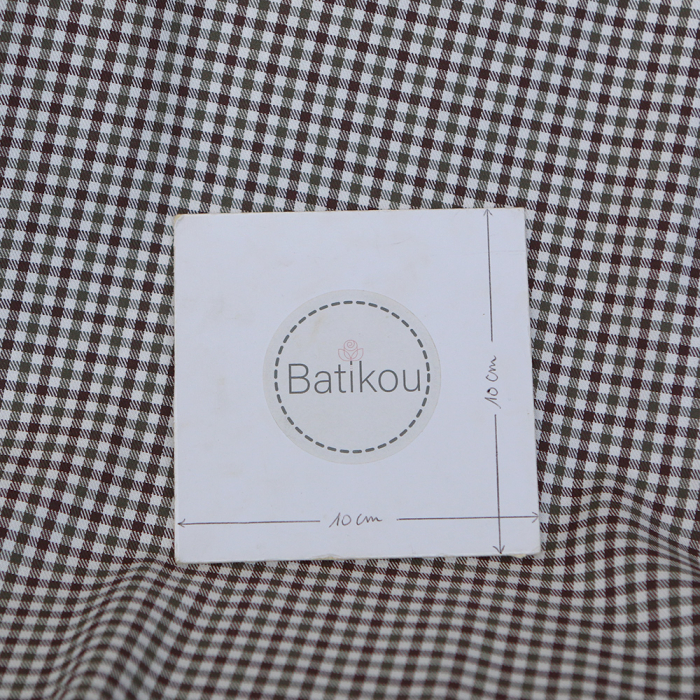 Archie - Coton gratté organique petit vichy chocolat et kaki