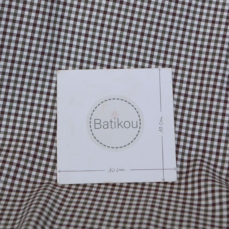 Archie - Coton gratté organique petit vichy chocolat et kaki