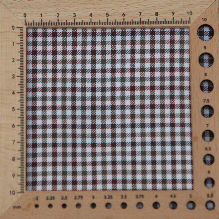 Archie - Coton gratté organique petit vichy chocolat et kaki